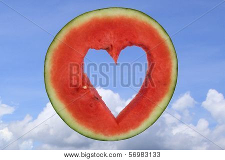 Watermelon Carving Hole Heart In