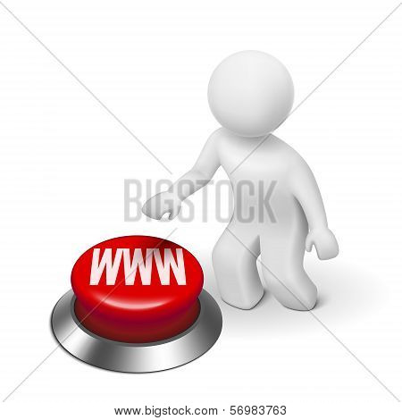 3D Man With Www ( World Wide Web ) Button