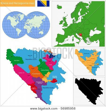 Map of administrative divisions of Bosnia and Herzegovina
