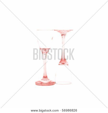 Two empty Wine glasses isolated on white