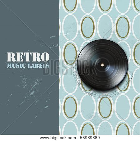 Grunge vynil record icon on background