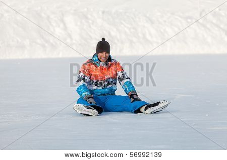 Young Boy, One Skate On The Frozen Lake