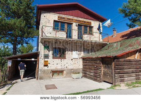 SARAJEVO, BOSNIA AND HERZEGOVINA - AUGUST 12, 2012: Sarajevo Tunnel Museum. It was constructed by the Bosnian Army during the war to link the city with the Bosnian-held territory.