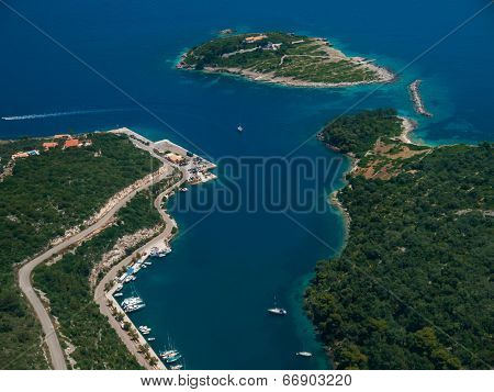 Aerial view of Paxos island Greece
