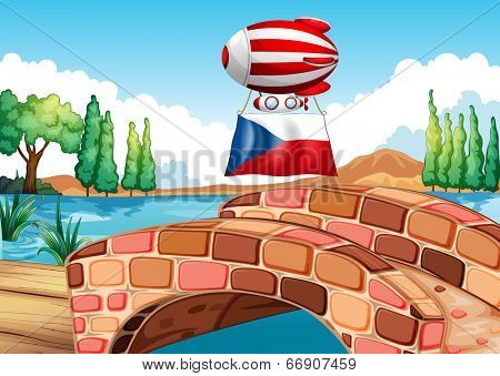 Illustration of a floating balloon with the Czech Republic flag
