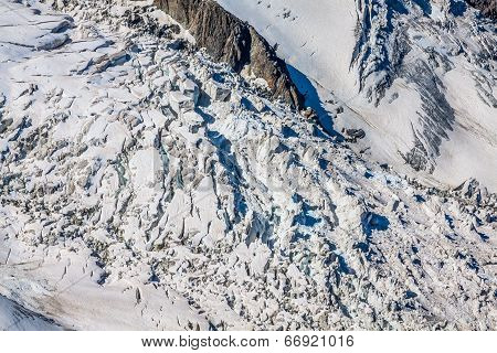 Bossons Glacier From The Summit Of The Aiguille Du Midi In The Mont Blanc Massif.