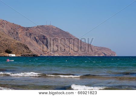 The Aegean Sea. View From The Beach Of Georgioupolis