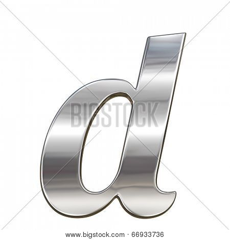 Chrome solid alphabet isolated on white - d lovercase letter