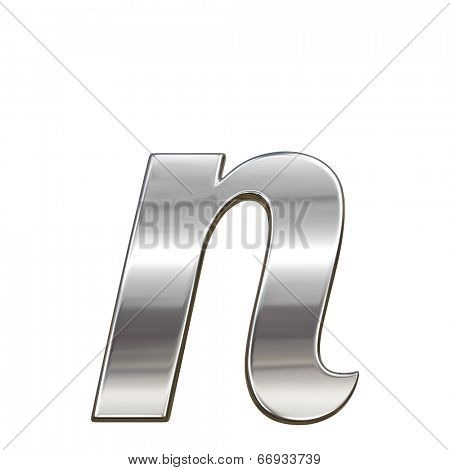 Chrome solid alphabet isolated on white - n lovercase letter