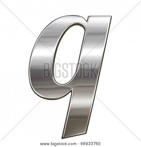 Chrome solid alphabet isolated on white - q lovercase letter