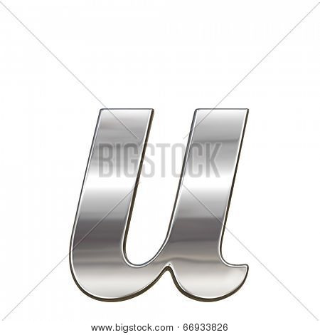 Chrome solid alphabet isolated on white - u lovercase letter