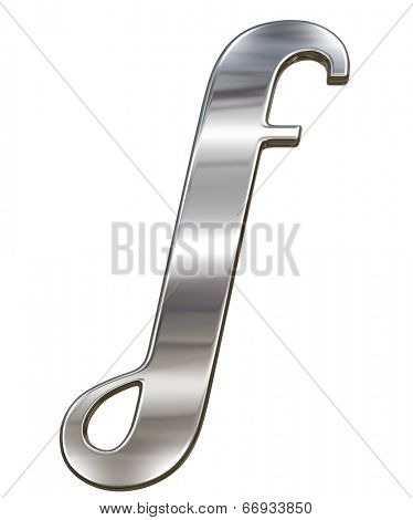 Chrome solid alphabet isolated on white - f lovercase letter