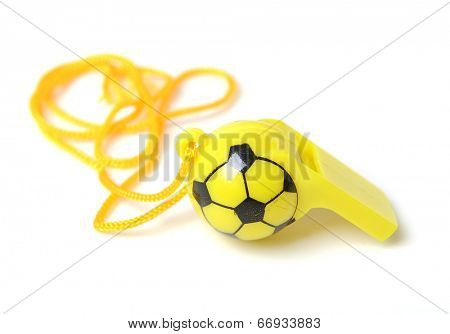 football shape whistle on white background.