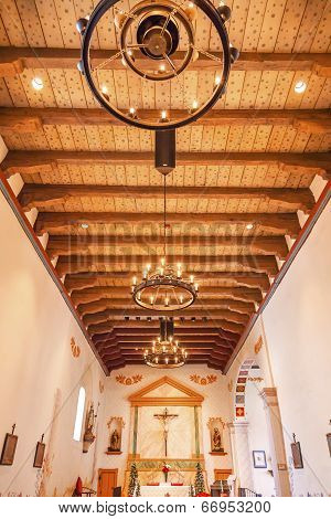 Mission San Luis Obispo De Tolosa California Wooden Ceiling Basilica Cross Altar