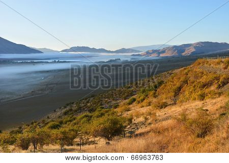 The Waitaki Valley At Dawn, Otago, New Zealand.