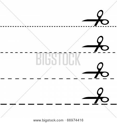 Set - Scissors With Dashed Line