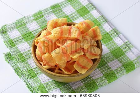 puffed crisps in the bowl