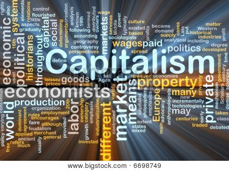 Kapitalismen Management Word Cloud glødende
