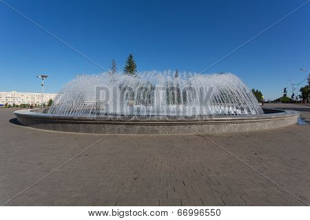 The fountain near the Congress hall in Ufa, Bashkiria