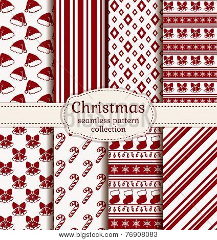 Christmas Seamless Patterns. Vector Set.