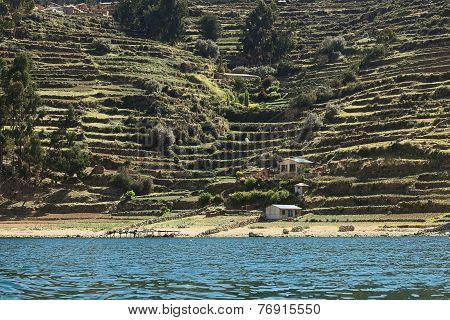 Shoreline of Isla del Sol on Lake Titicaca Bolivia