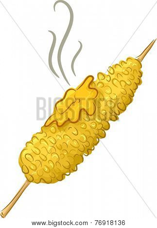 Illustration Featuring a Buttered Corn on the Cob
