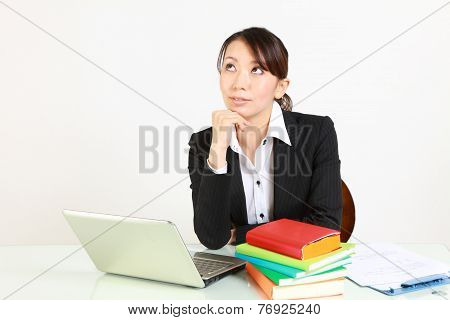 Japanese businesswoman dreaming at her future