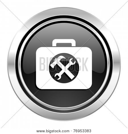 toolkit icon, black chrome button, service sign 