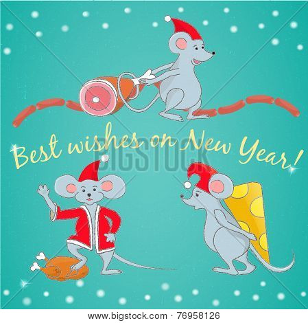 Hand drawn concept illustration Best wishes on New Year. EPS10.