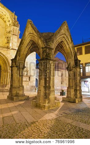 Ancient monument ( Padrao do Salado ) in the center of Guimaraes city, Portugal