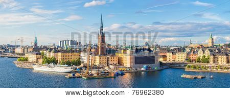 Ppanorama Of The Old Town (gamla Stan) In Stockholm, Sweden