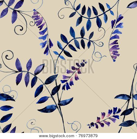 Watercolor vector seamless pattern with wild vetch