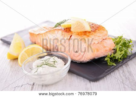 cooked salmon and sauce