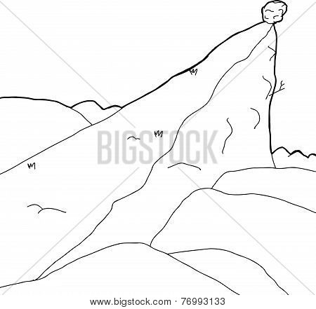 Outlined Boulder On Cliff
