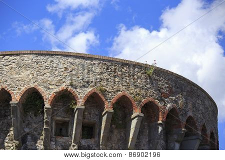 Detail Of A Castle In Sarzana La Spezia Italy