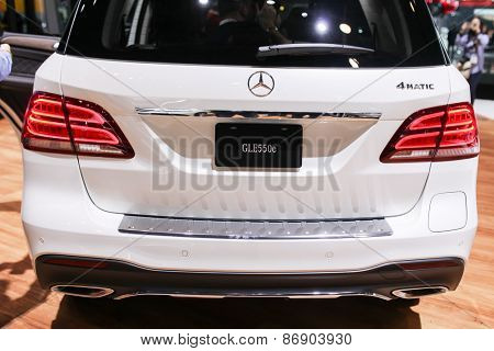 NEW YORK - APRIL 1: Mercedes Benz exhibit New GLE 550e  at the 2015 New York International Auto Show during Press day,  public show is running from April 3-12, 2015 in New York, NY.