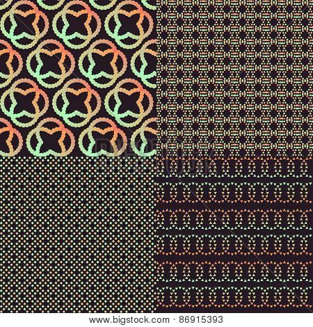 Set of four brown abstract retro color patterns