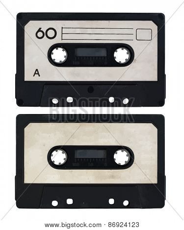 audio cassette. side A and B. vector.