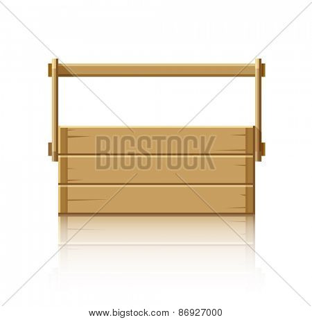 Wooden box for tools. Eps10 vector illustration. Isolated on white background