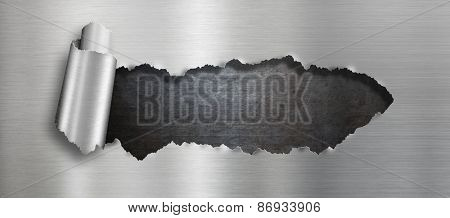 Torn metal hole background