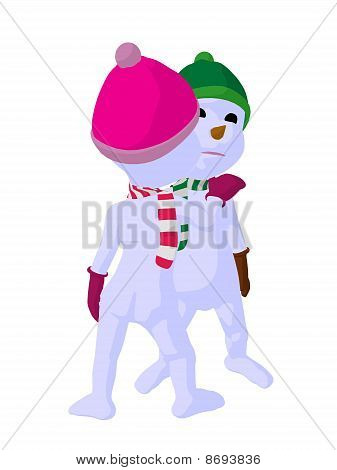 Snowboy und Snowgirl paar Kunst illustration