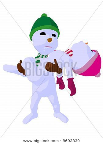 Snowboy und Snowgirl paar Kunst illustration