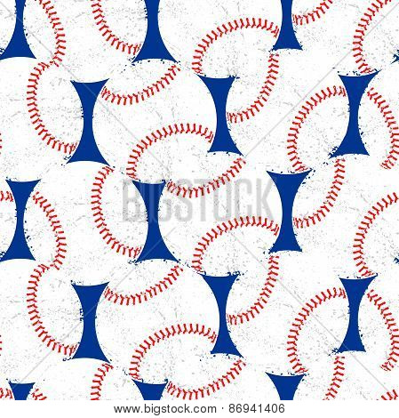 Baseballs With Distressed Texture Seamless Pattern