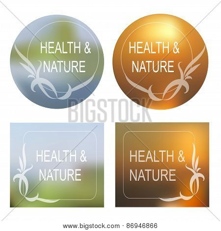 Health And Nature Vector Background, Decorative Frame Set
