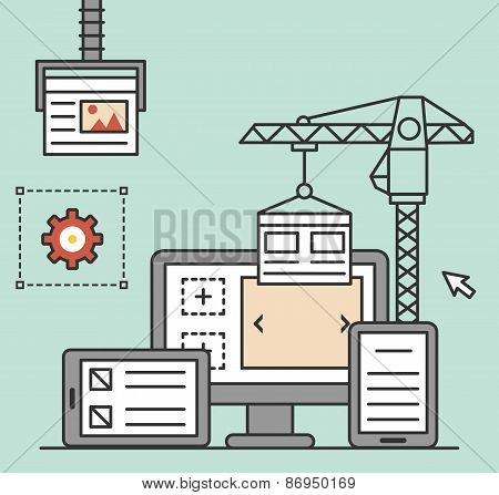 Process Of Creating Site. Process Coding And Programming. Design And Programming