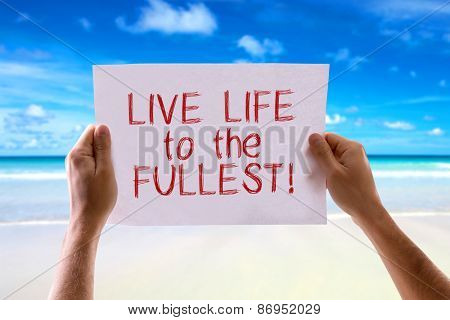 Live Life to the Fullest card with beach background