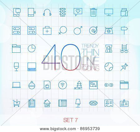 40 Trendy Thin Icons for web and mobile Set 7