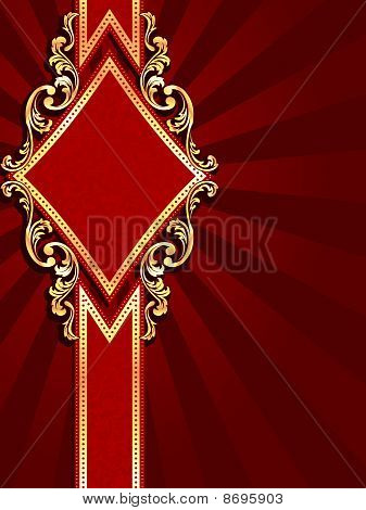 Vertikální diamant ve tvaru rudého praporu se zlatem