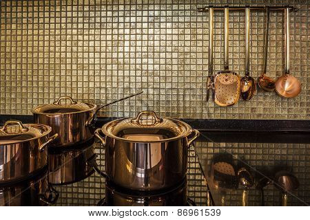 golden luxury kitchen cookware