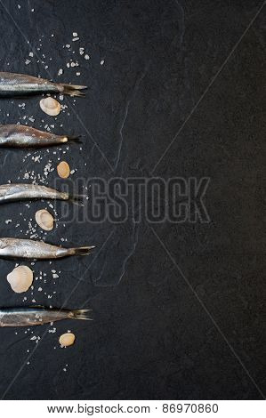 Small Fishes With Salt On The Table